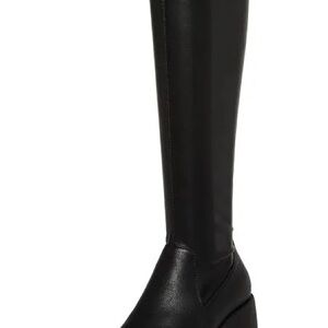 Madden Girl Black Heeled Boots with Chunky Platform